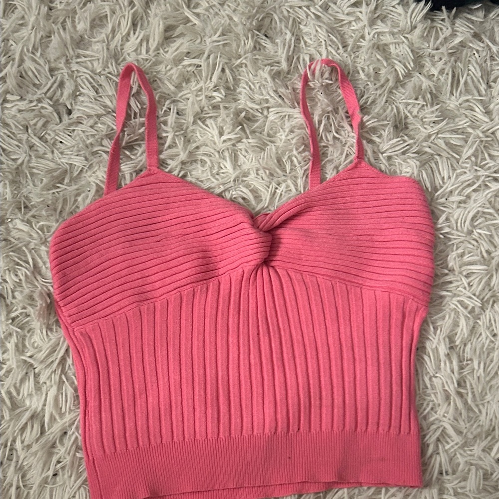 SHEIN Pink Ribbed Camisole Top